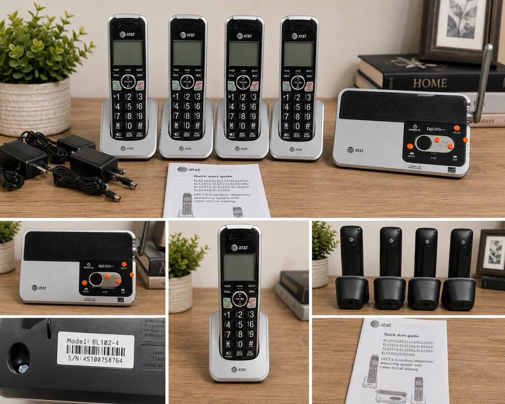 AT&T EL52353 DECT 6.0 Cordless Phone System 4 Handsets Tested Working